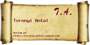 Toronyi Antal névjegykártya